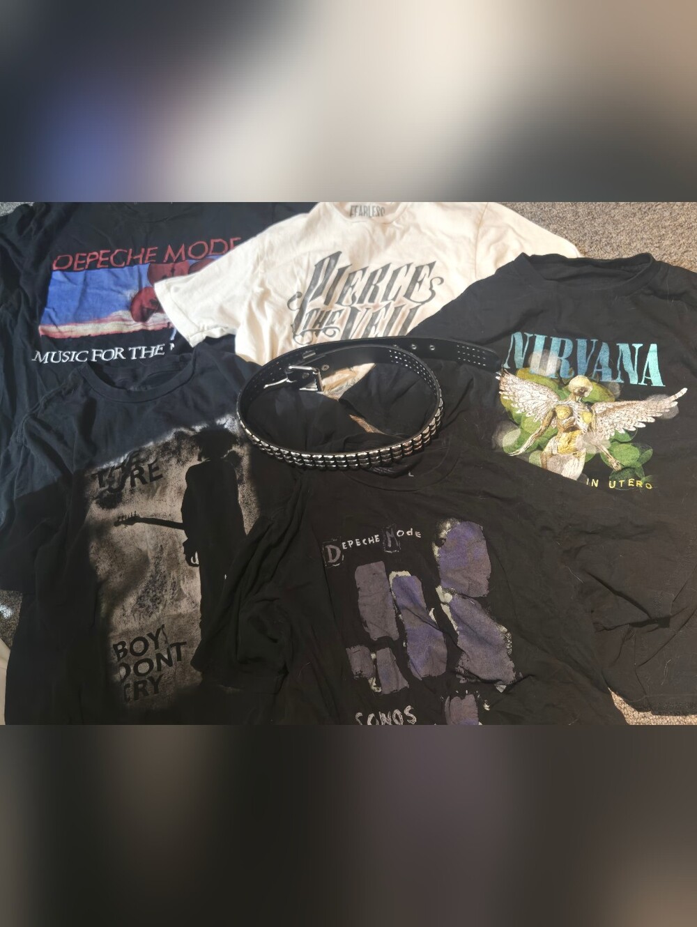 Hot Topic Alternative Band Shirts Bundle + Extra Studded Belt